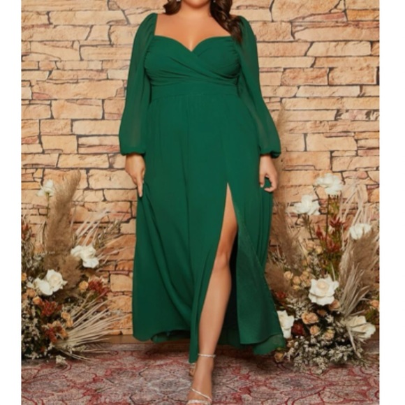 Luxe plus party bridesmaids wedding prom evening sweetheart neck satin dress - Picture 2 of 8